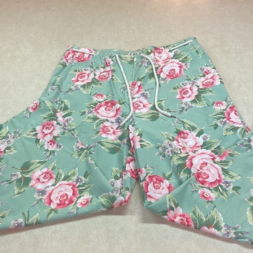 Lauren Ralph Lauren Mint Green Floral Cropped Pants - Picture 4 of 13